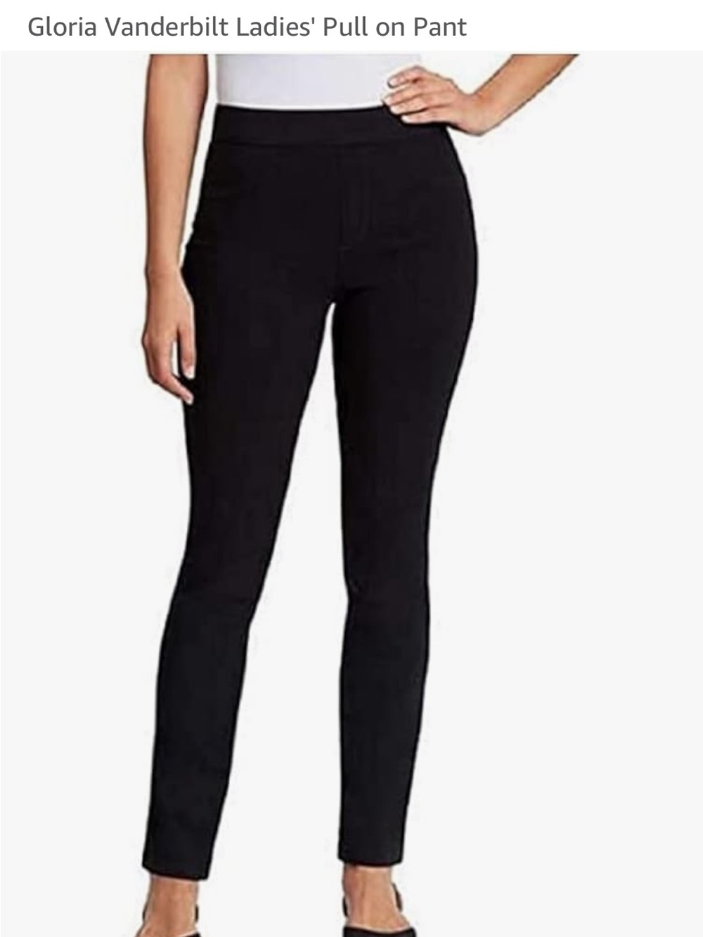 NWT Gloria Vanderbilt Women’s Pull On Pants Black Size 14 Stretch Slim Fit